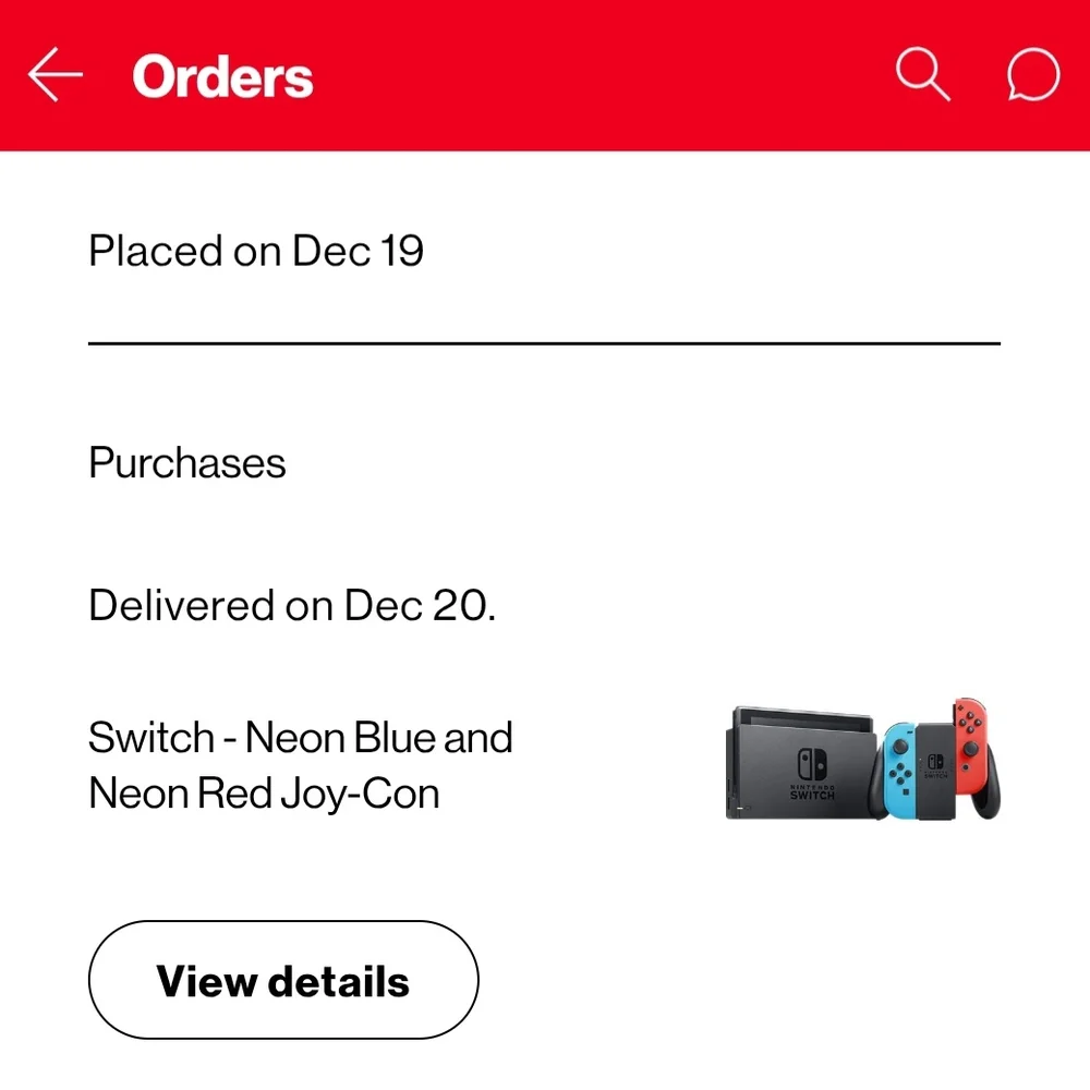 Nintendo Switch Console with Red and Blue Joy-Con